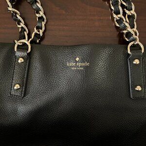 kate spade black leather tote with chain handle